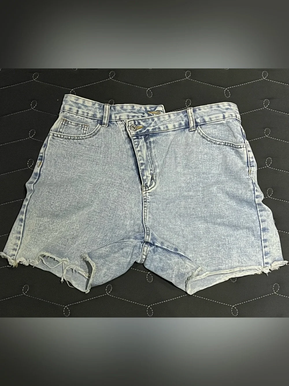 Asymmetrical Denim Shorts
